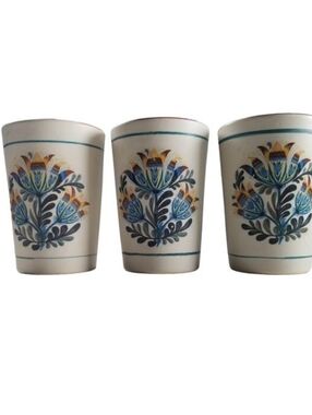Gmundner Keramik Austria Tumblers Set of 3 | Vintage Hand Painted Folk Cups